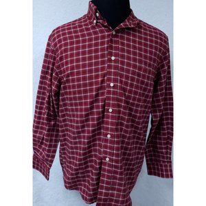 Towncraft Wrinkle Free Stain Release Medium Red Plaid Long Sleeve Button Shirt